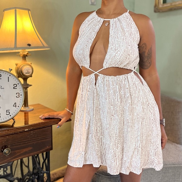 Mini Dress - adjustable straps - 100% rayon - linen - new - Picture 1 of 4